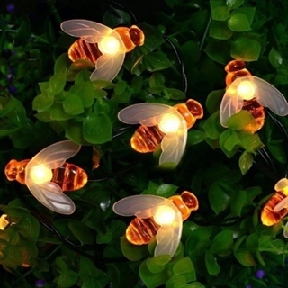 Solcelle lyskæde med bier - varmt hvidt lys - 6 m 30 lys